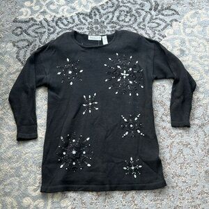 Vintage Trimmings Knit Rhinestone Sweater Black 18W